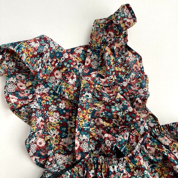 Numi Kids Liberty Floral Pinafore - Red Aqua Yellow White Pink - 12/24M - Picture 4 of 10